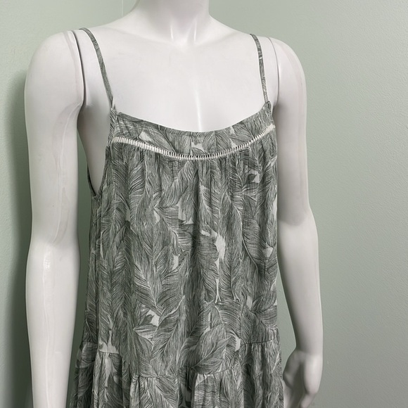 Calista White & Olive Green Tropical Print Dress size Medium NEW - Picture 3 of 8